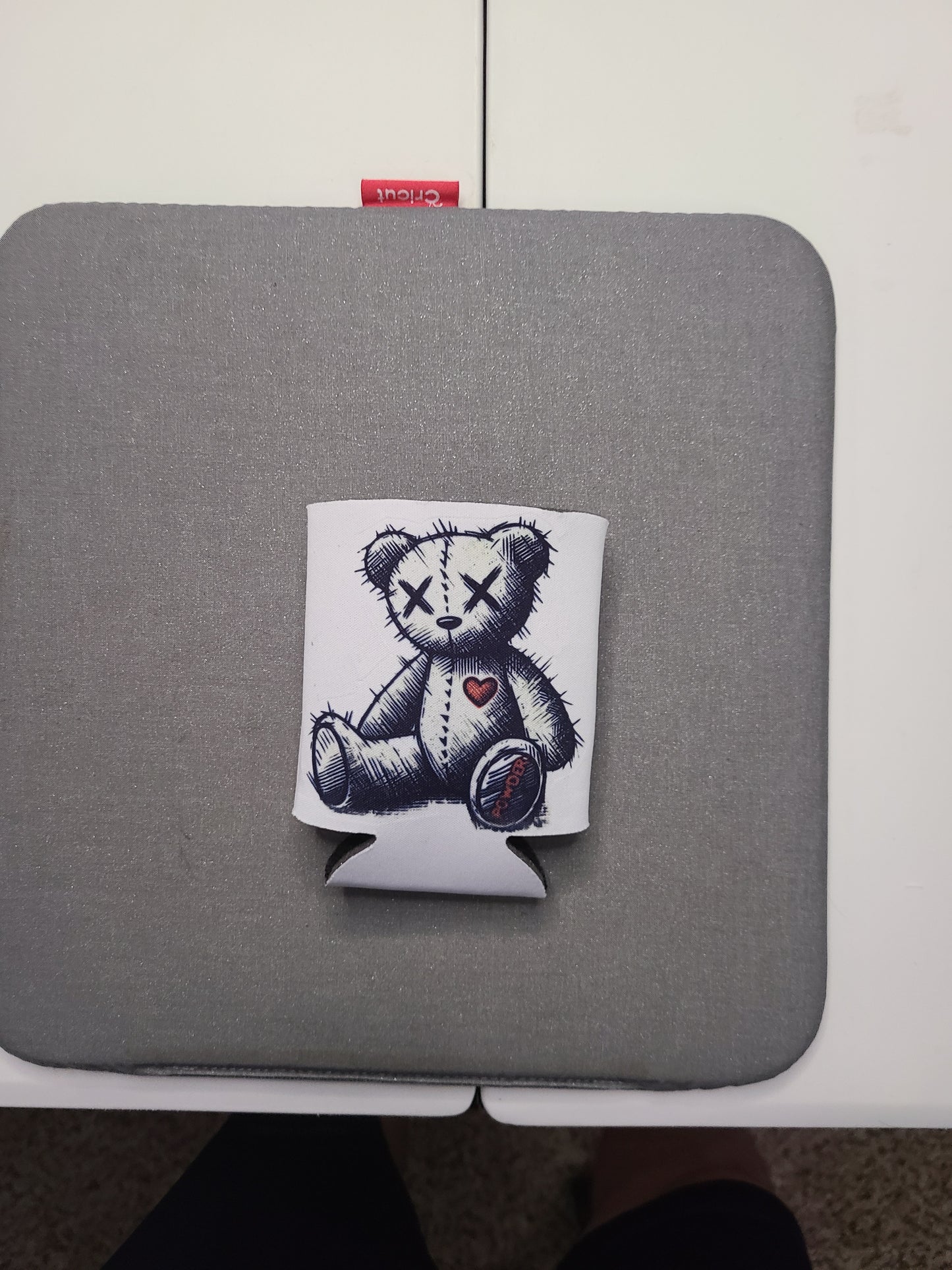 Stitched Heart Bear Koozie